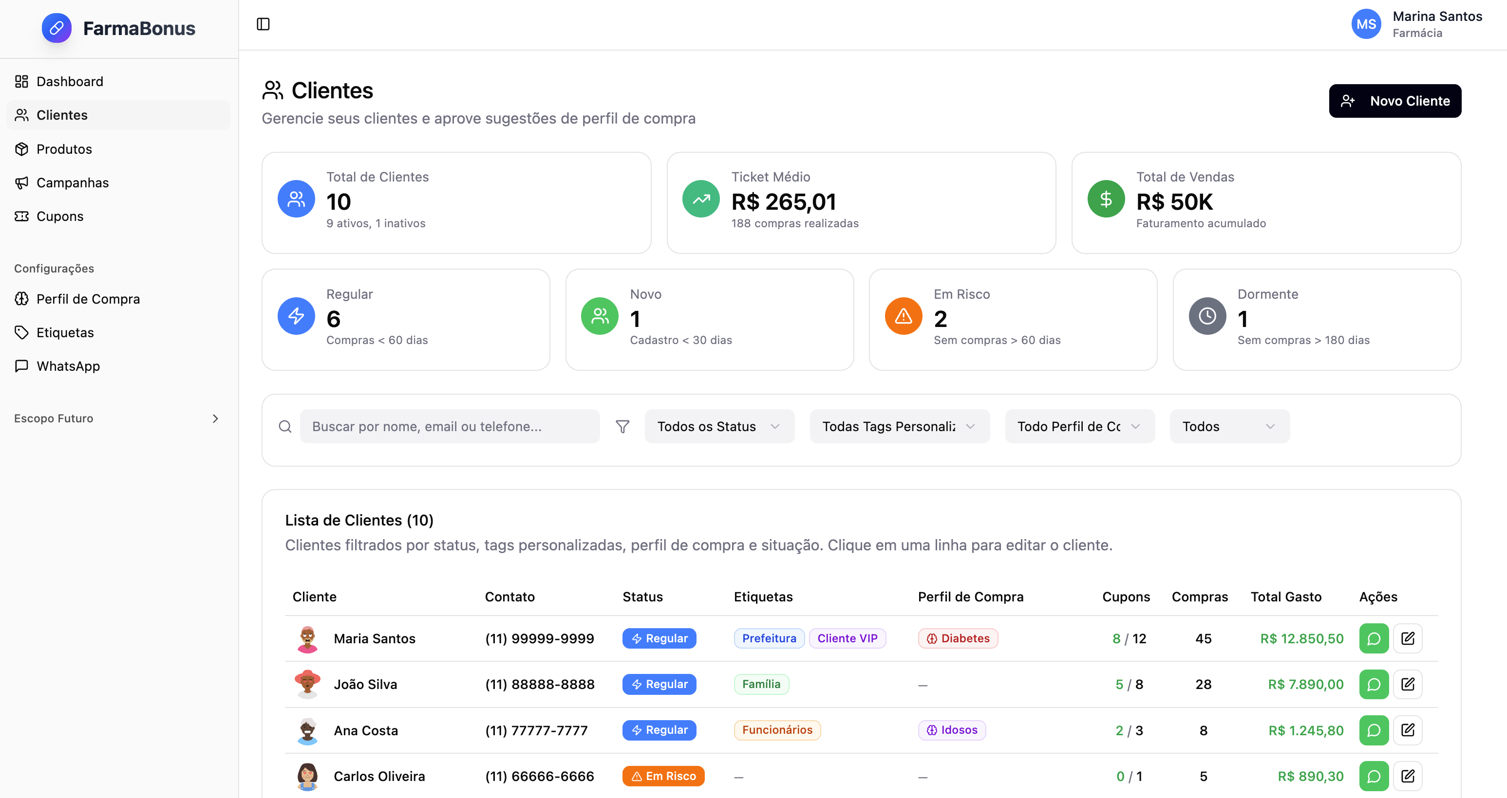 Interface do Sistema FarmaBonus